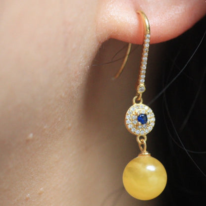 Natural Chicken-Fat Yellow Amber Earrings