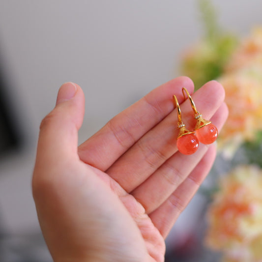 Natural Nanhong Agate Earrings