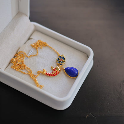 Klein Blue Lapis Lazuli Year After Year Abundance Fish Pendant