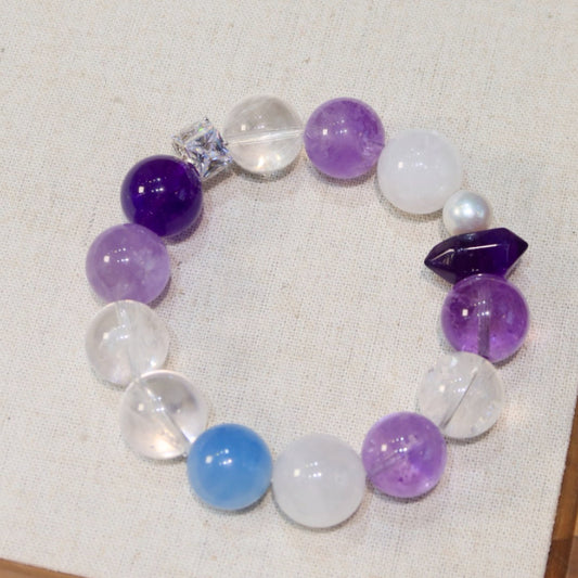 Natural Purple Multi-Gemstone Bracelet