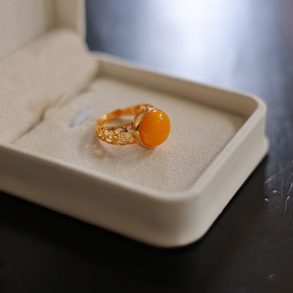 Natural Beeswax Amber Ring
