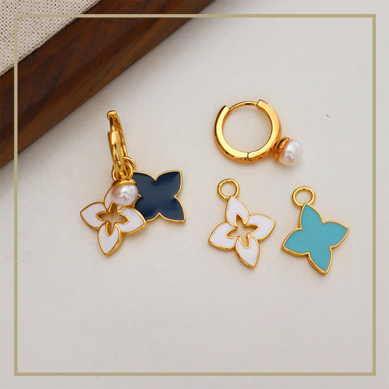 Personalized multi-wear four-leaf clover earrings - jewelryweilin