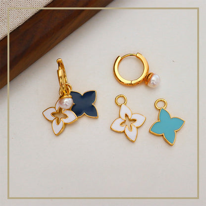 Personalized multi-wear four-leaf clover earrings - jewelryweilin