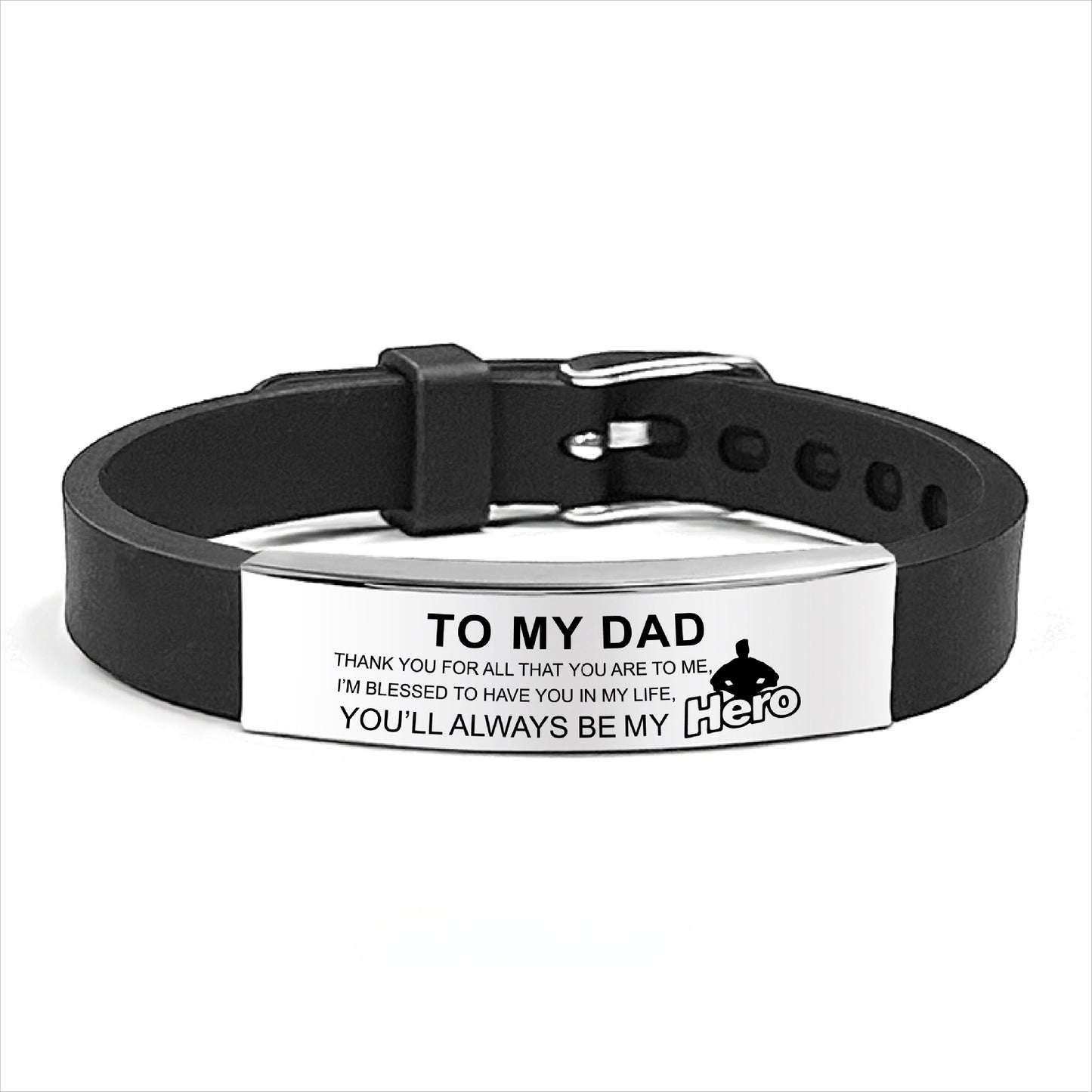 Laser Engraved Square Silicone Watch Band Bracelet