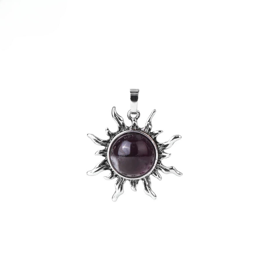 Vintage Amethyst Sunflower Pendant