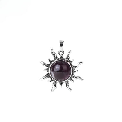 Vintage Amethyst Sunflower Pendant