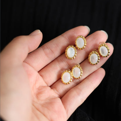 Natural White Mother of Pearl Stud Earrings