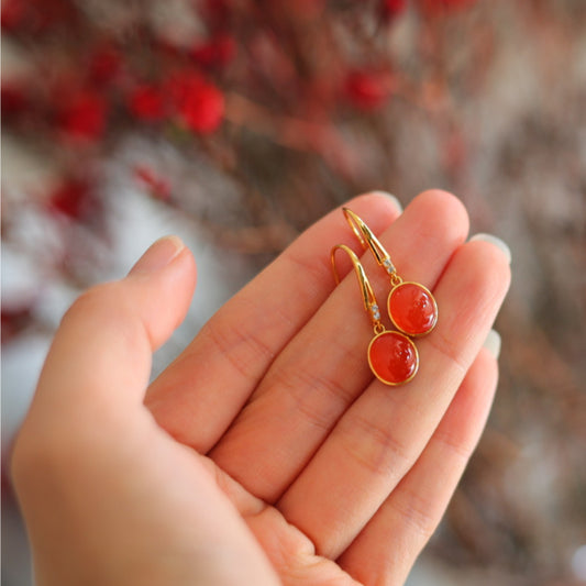 Natural Ice-Grade Nanhong Earrings