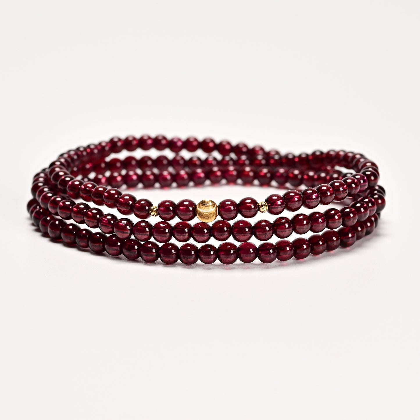 Gold Cat's Eye Bead Garnet Multi-Circle Bracelet