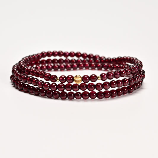 Gold Cat's Eye Bead Garnet Multi-Circle Bracelet