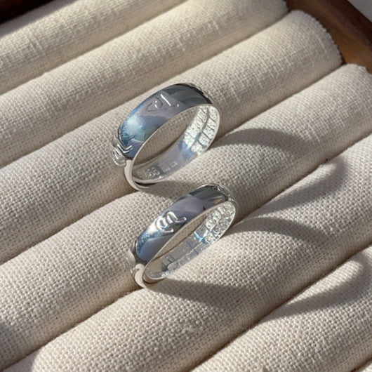 Shiny sterling silver couple ring - jewelryweilin