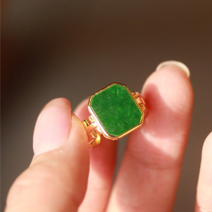 Natural Jadeite Peace Buckle Ring