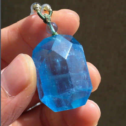Natural Aquamarine Starry Sky Raw Crystal Pendant