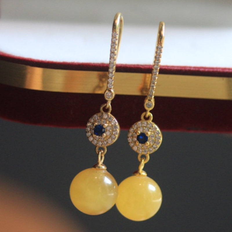 Natural Chicken-Fat Yellow Amber Earrings