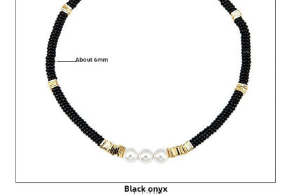 Agate pearl hip - hop necklace - jewelry - weilin.com