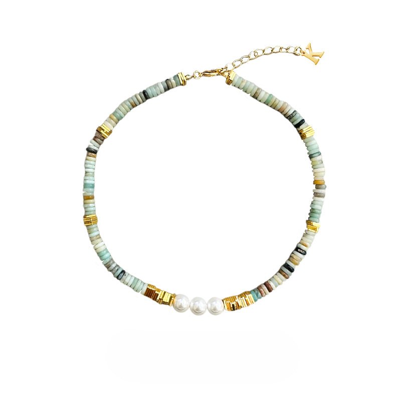 Agate pearl hip - hop necklace - jewelry - weilin.com