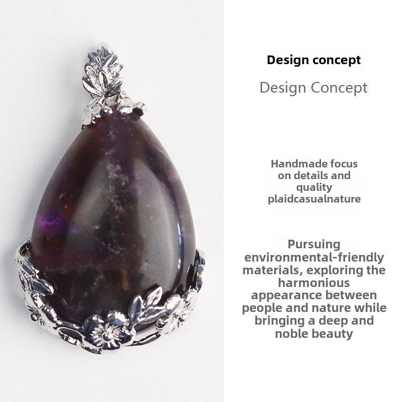 Amethyst Teardrop Clip Pendant - jewelry - weilin.com