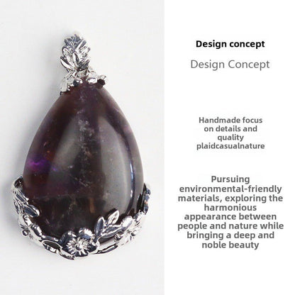 Amethyst Teardrop Clip Pendant - jewelry - weilin.com