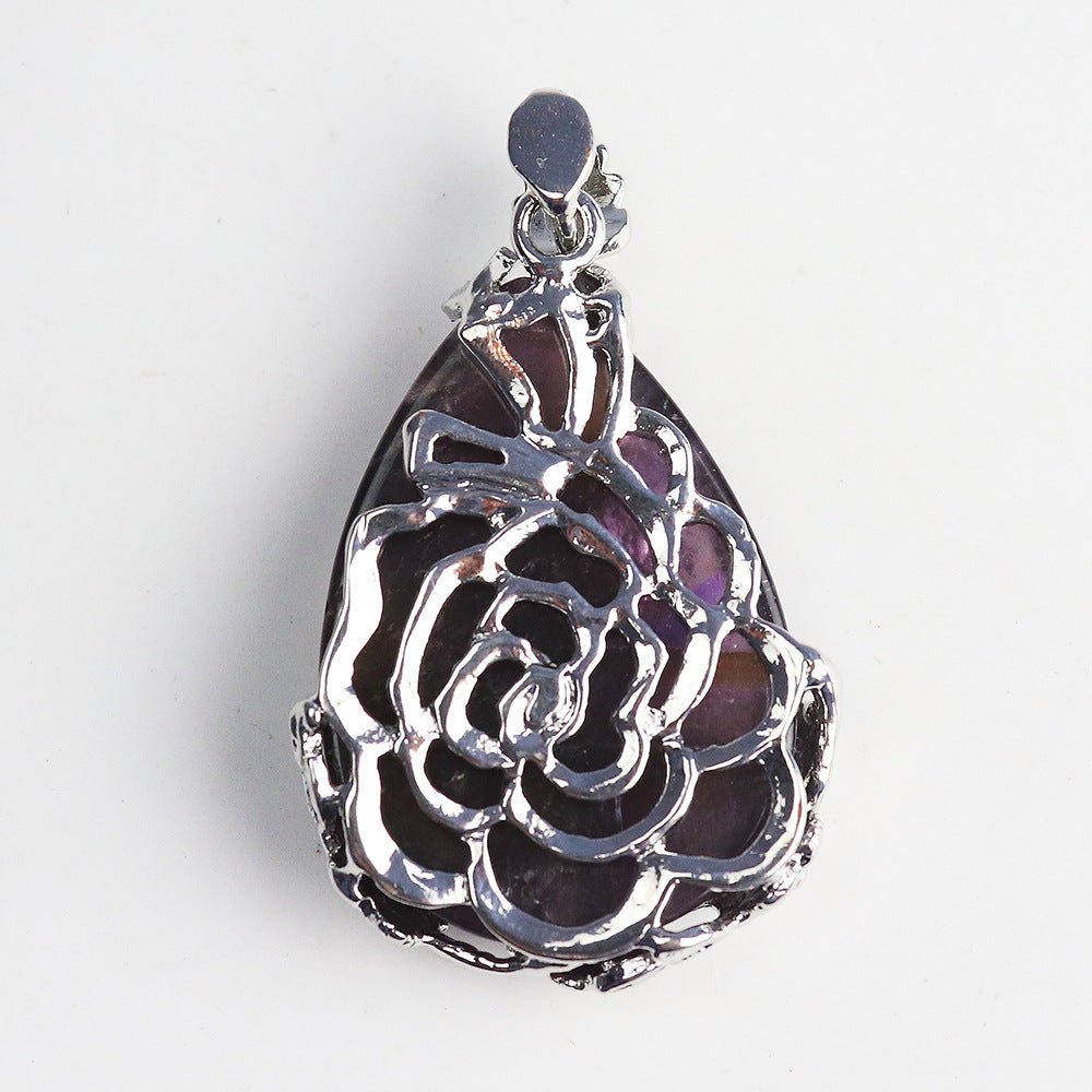 Amethyst Teardrop Clip Pendant - jewelry - weilin.com