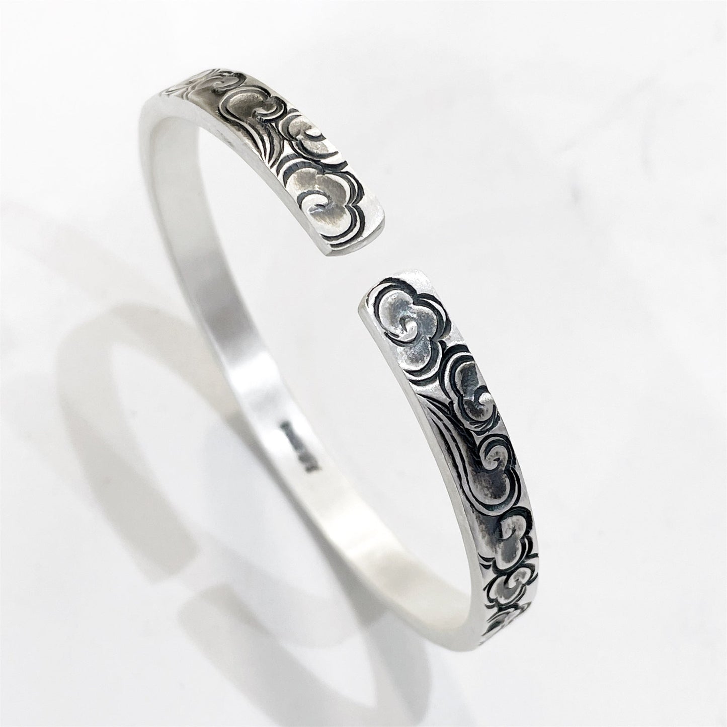 Ancient auspicious cloud sterling silver bracelet - jewelry - weilin.com