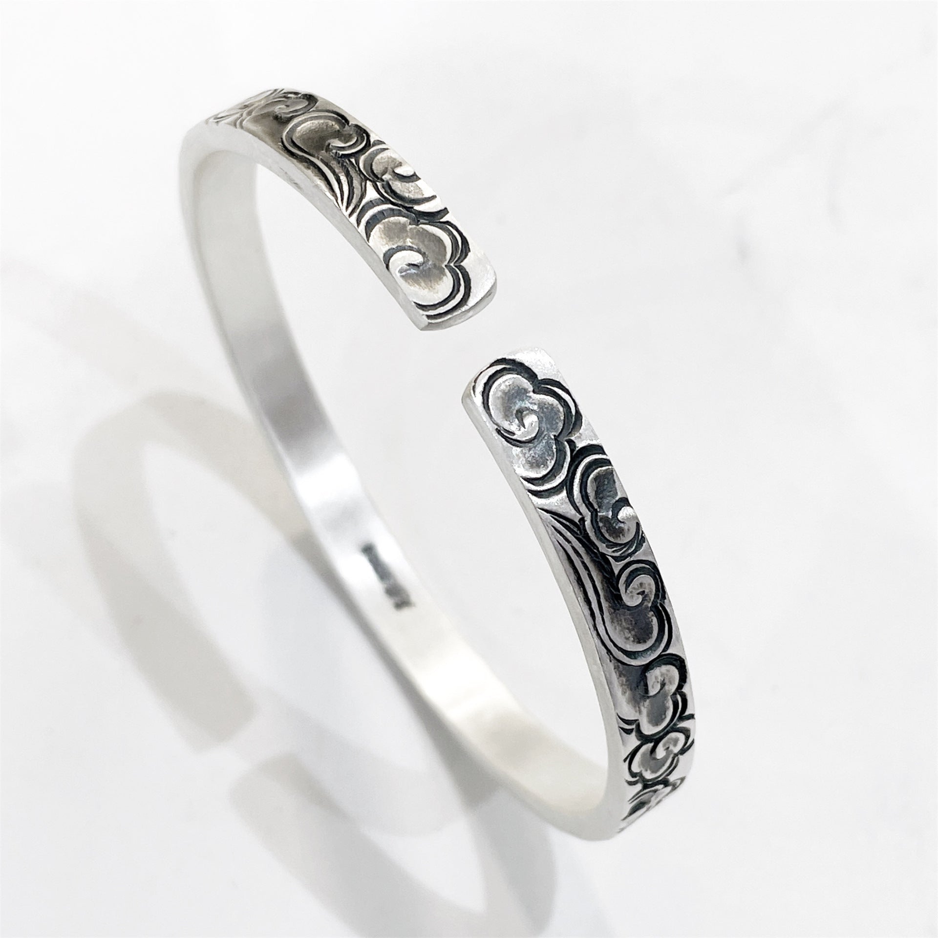 Ancient auspicious cloud sterling silver bracelet - jewelry - weilin.com