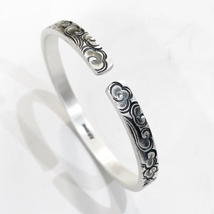 Ancient auspicious cloud sterling silver bracelet - jewelry - weilin.com