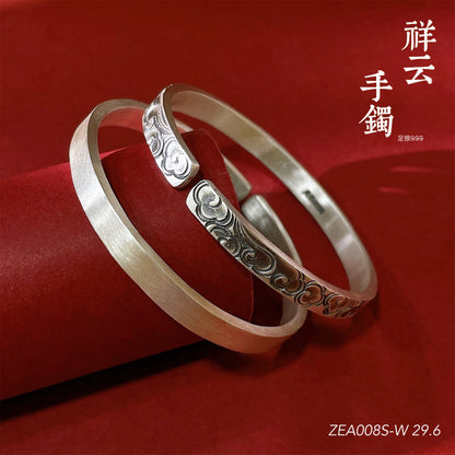 Ancient auspicious cloud sterling silver bracelet - jewelry - weilin.com
