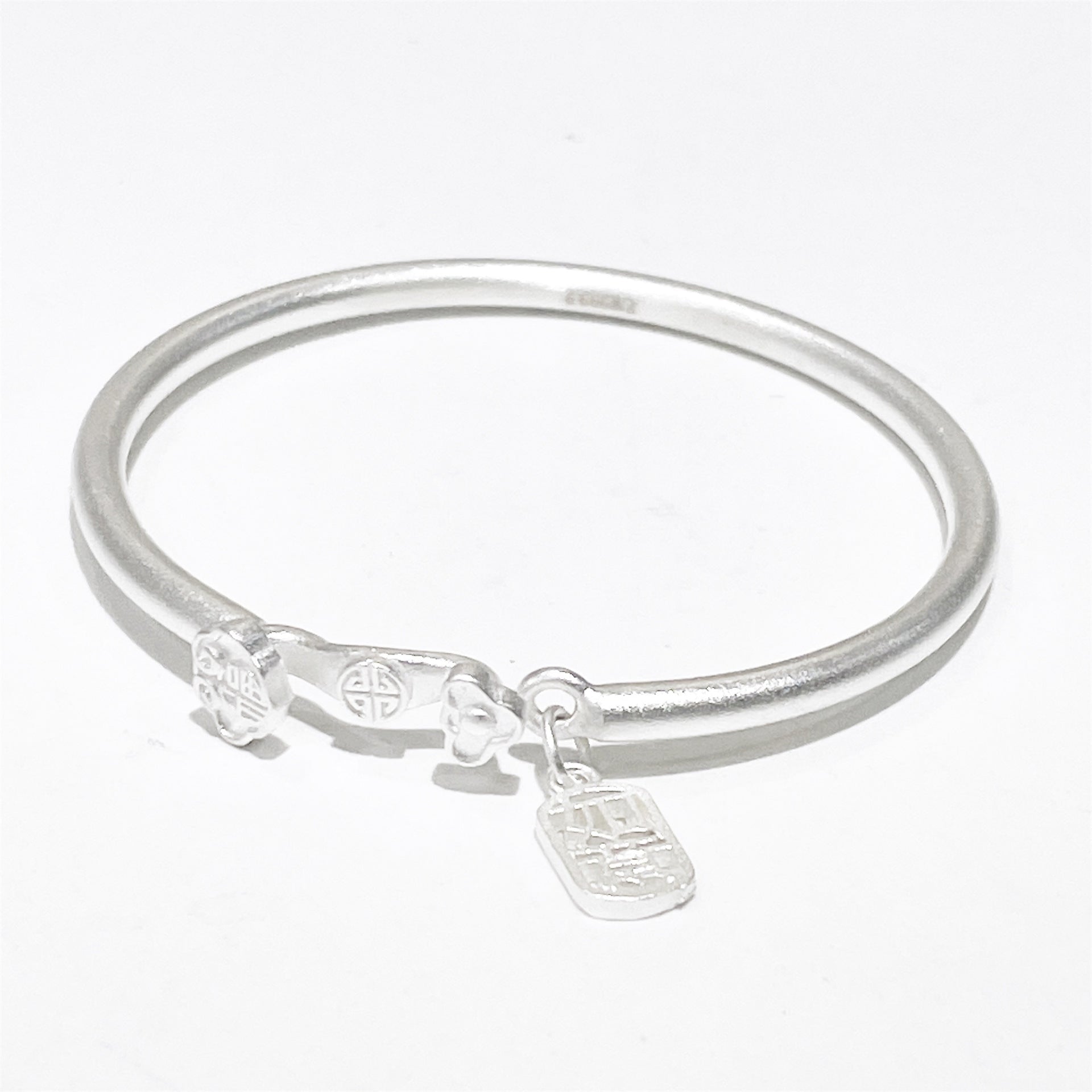 Ancient auspicious plain ring sterling silver bracelet - jewelry - weilin.com
