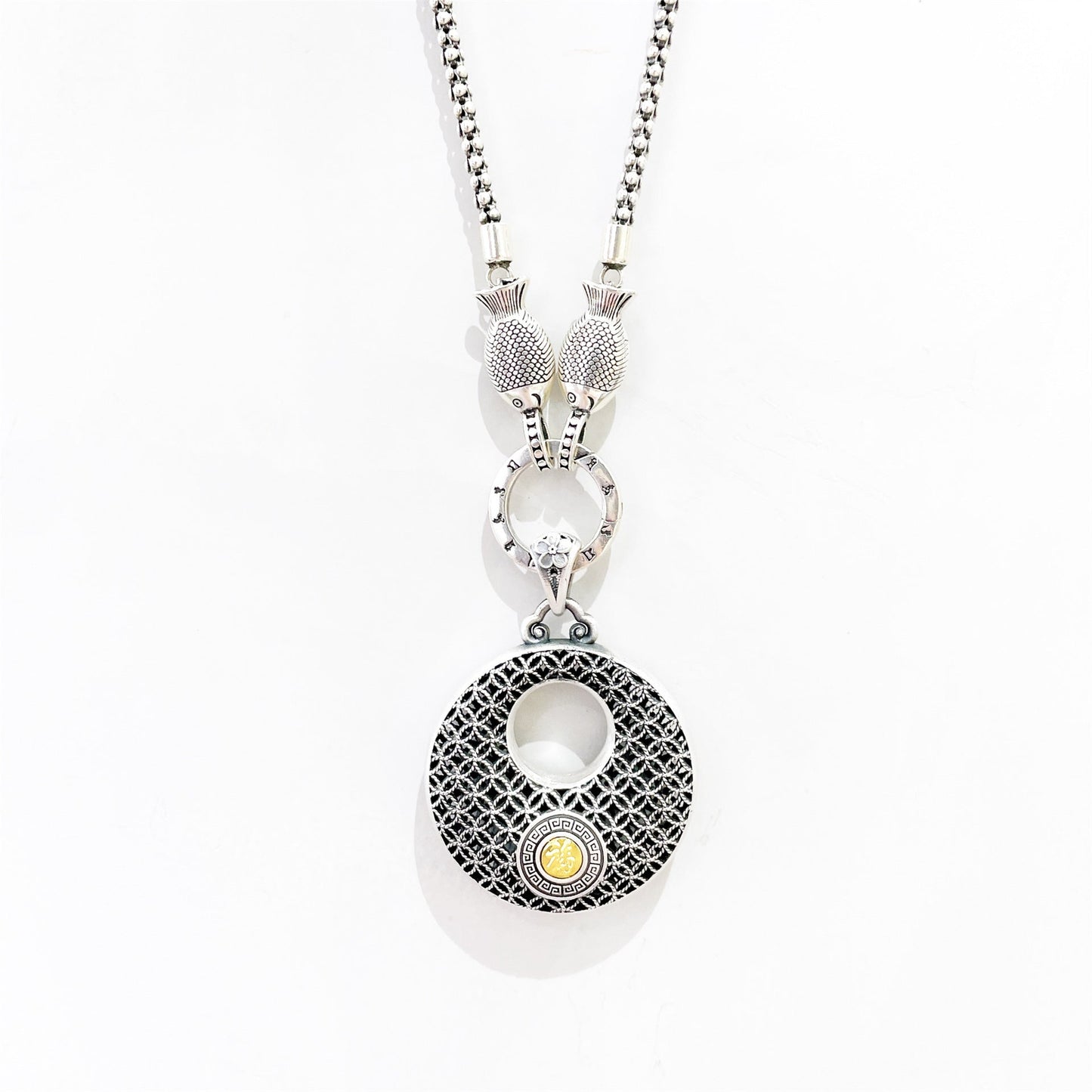Ancient Blessing Sterling Silver Pendant Necklace - jewelry - weilin.com