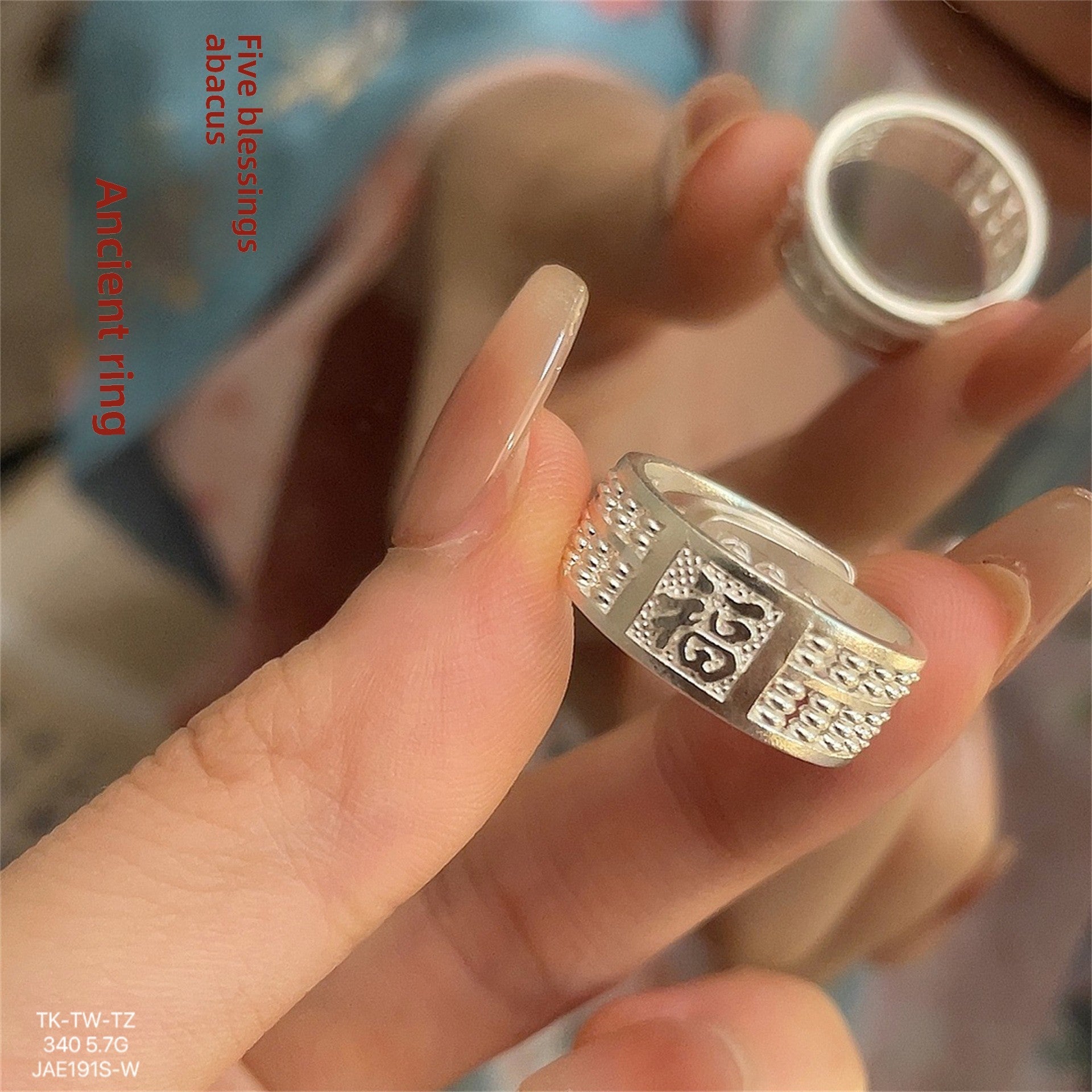 Ancient blessing sterling silver ring - jewelry - weilin.com