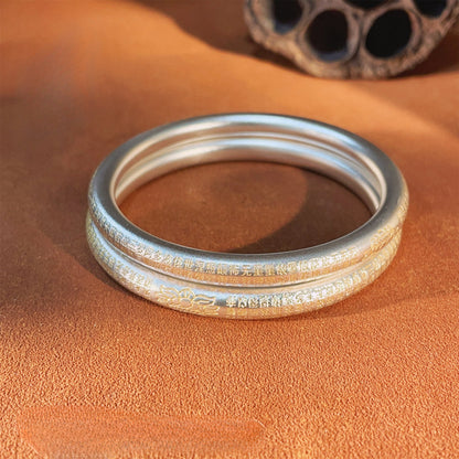 Ancient Chinese Scripture Hollow Sterling Silver Bracelet - jewelry - weilin.com