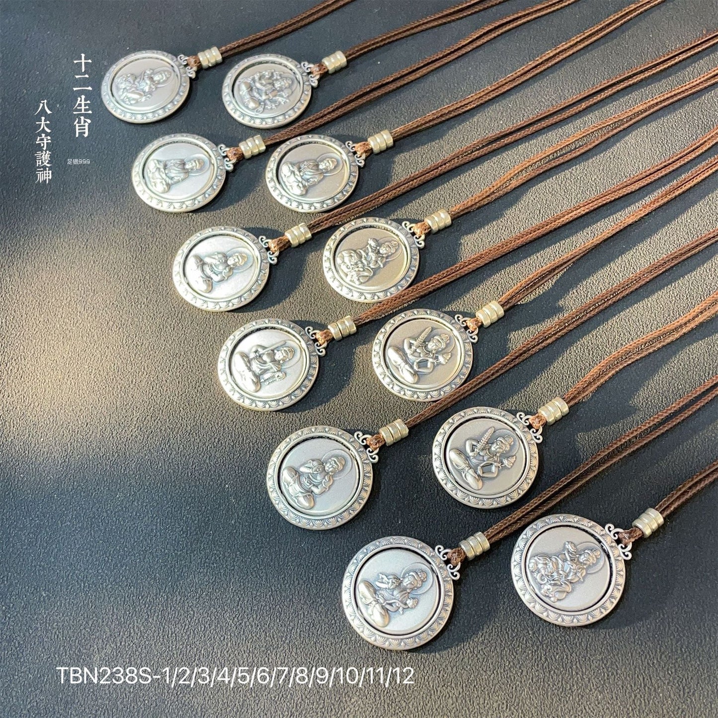 Ancient Chinese Zodiac Gold Plated Pendant Braided Rope Necklace - jewelry - weilin.com
