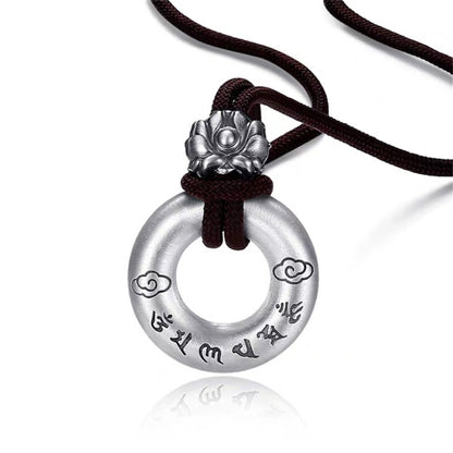 Ancient Circle Sterling Silver Pendant Braided Rope Necklace - jewelry - weilin.com