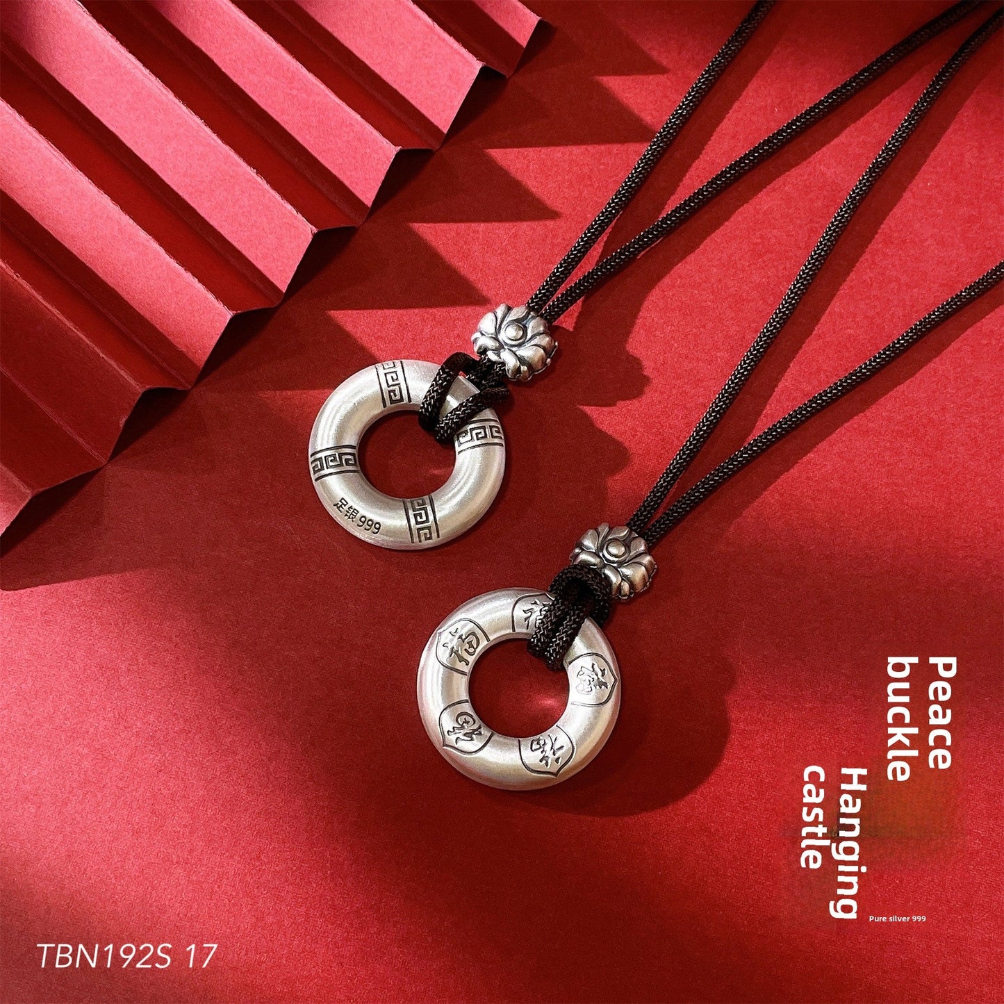 Ancient Circle Sterling Silver Pendant Braided Rope Necklace - jewelry - weilin.com