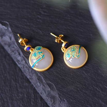 Ancient Craft Silver Hetian Nephrite "Thick Matte Gold" Jewelry Set Series - jewelry - weilin.com