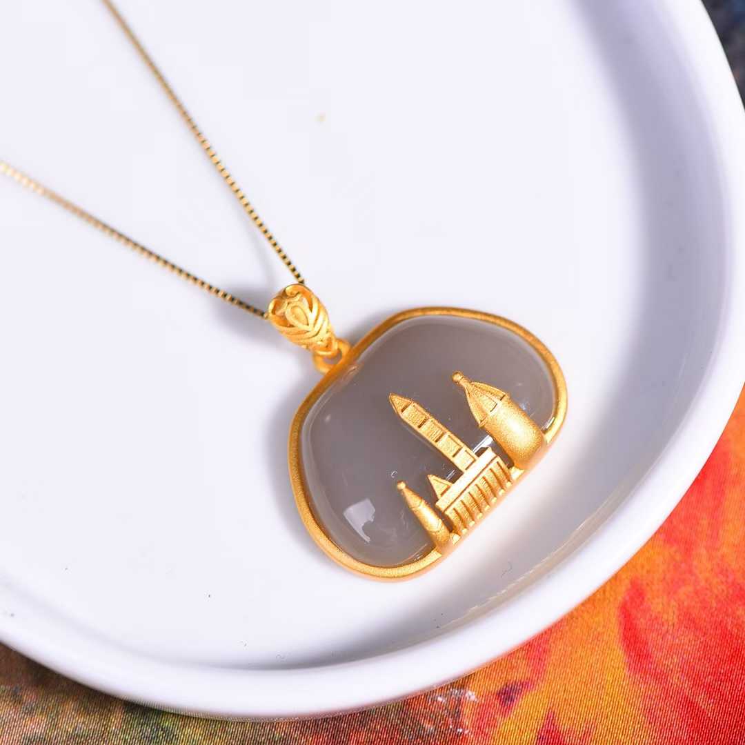 Ancient Craft Silver Inlaid Hetian Nephrite "Smoky Purple" Pendant - jewelry - weilin.com