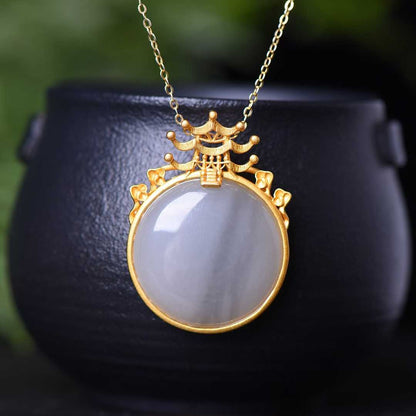 Ancient Craft Silver "South Heaven Gate & Black Jade" Pendant - jewelry - weilin.com