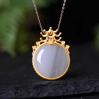 Ancient Craft Silver "South Heaven Gate & Black Jade" Pendant - jewelry - weilin.com