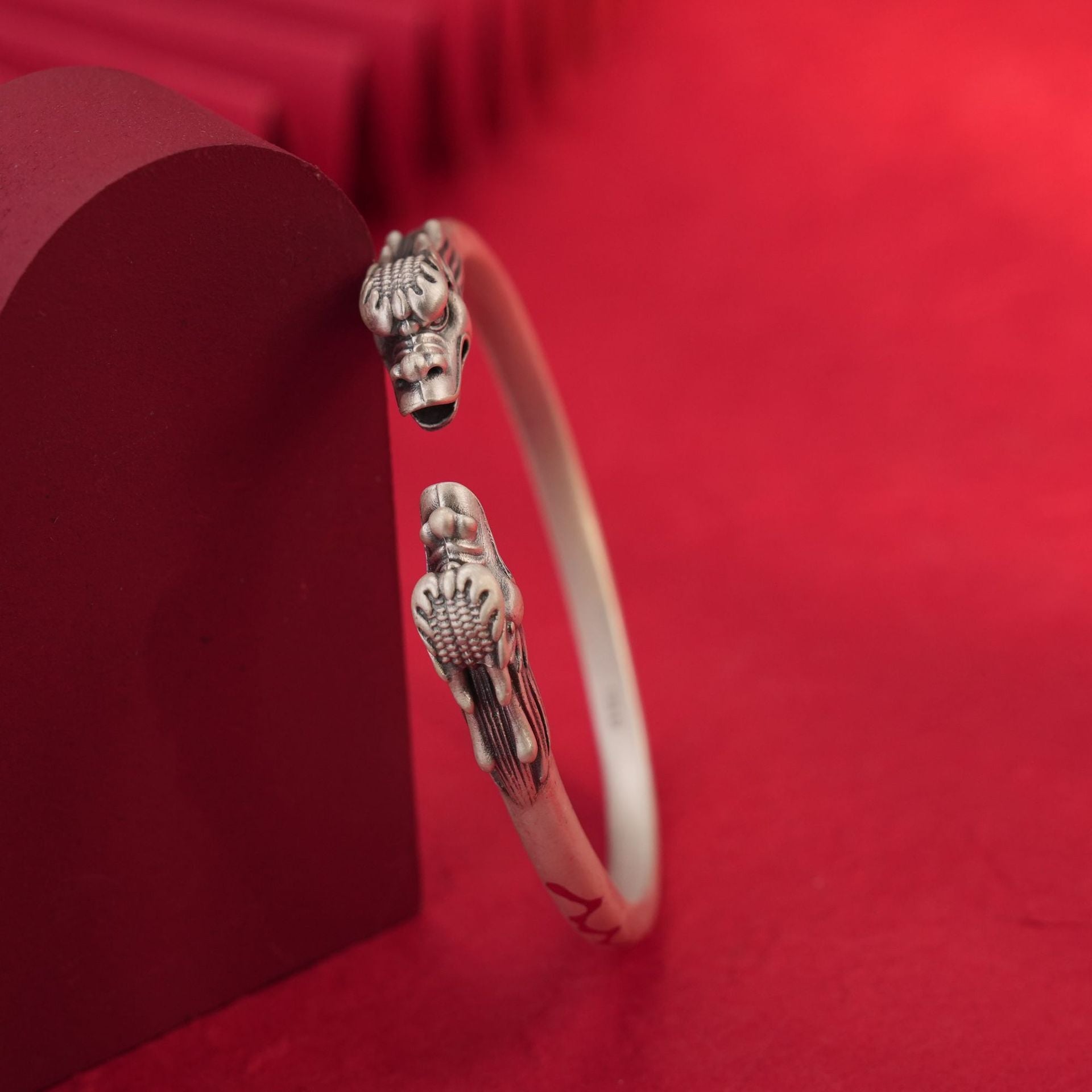 Ancient double - headed sterling silver bracelet - jewelry - weilin.com