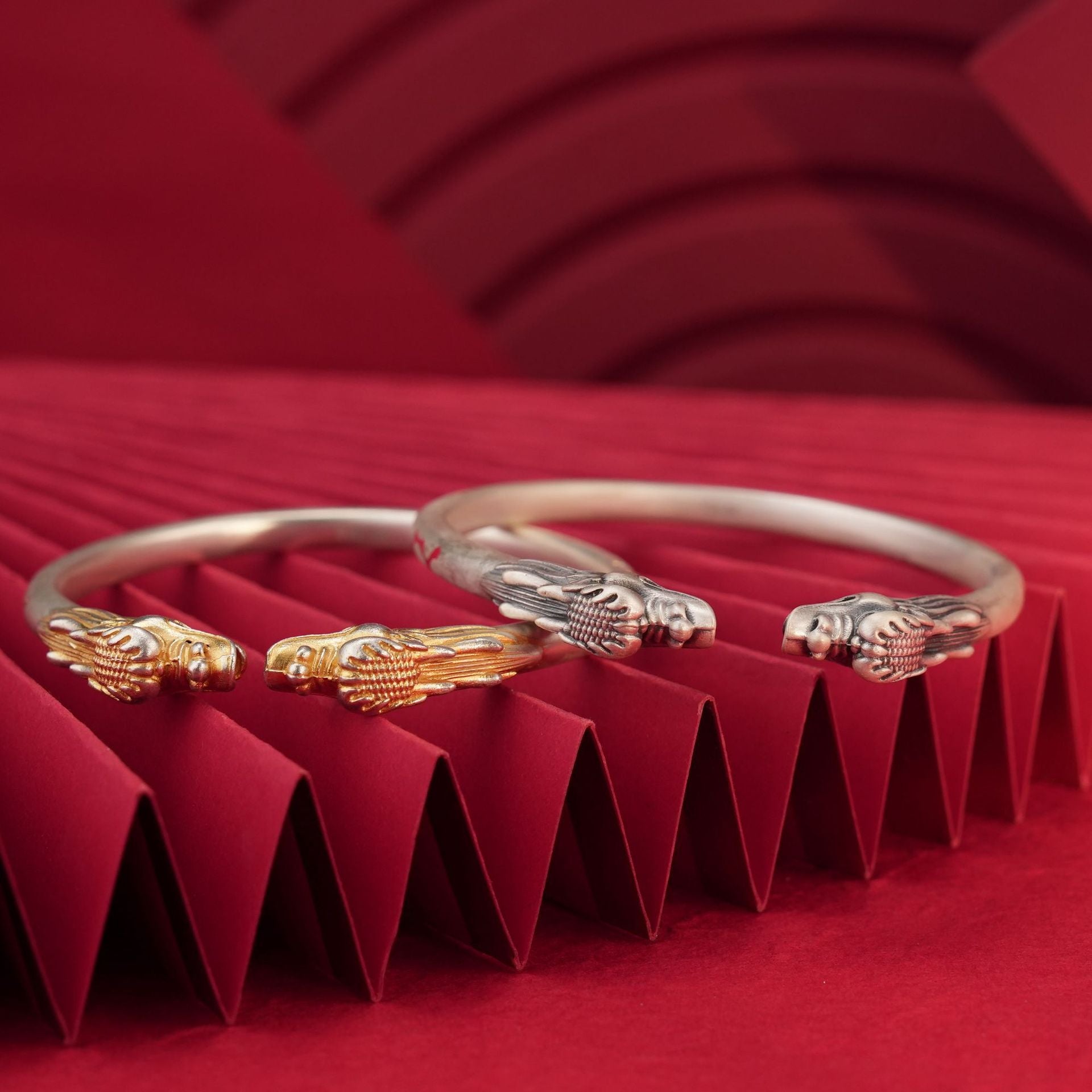 Ancient double - headed sterling silver bracelet - jewelry - weilin.com