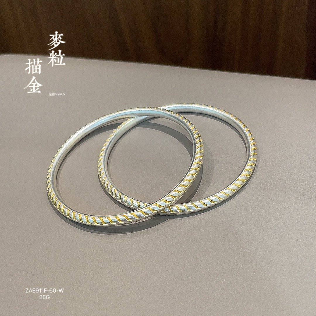 Ancient frosted wheat grain round stick bracelet - jewelry - weilin.com