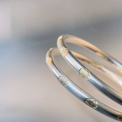 Ancient gold - painted leaf sterling silver bracelet - jewelry - weilin.com