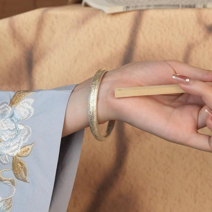 Ancient gold - painted sterling silver bracelet - jewelry - weilin.com