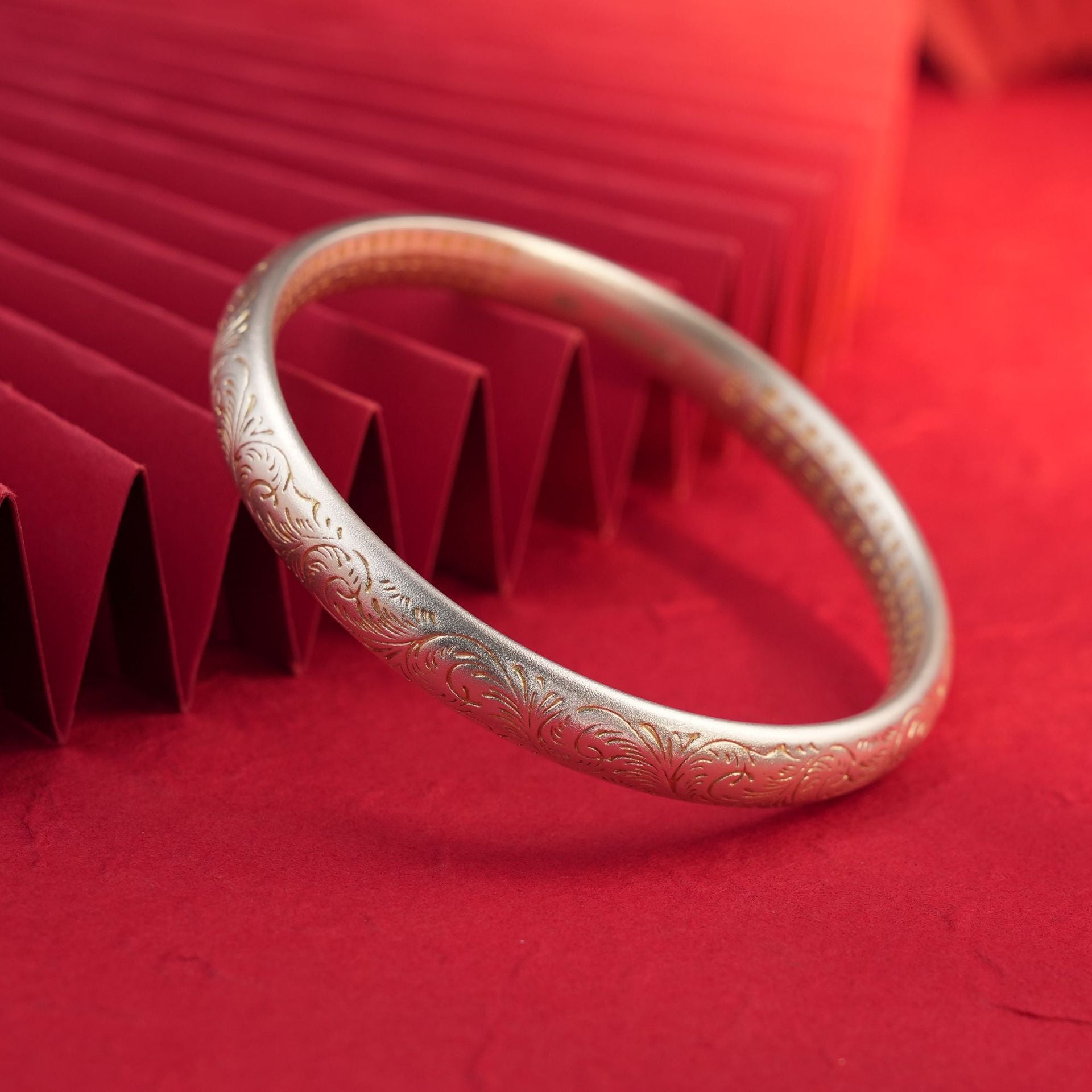 Ancient gold - painted sterling silver bracelet - jewelry - weilin.com