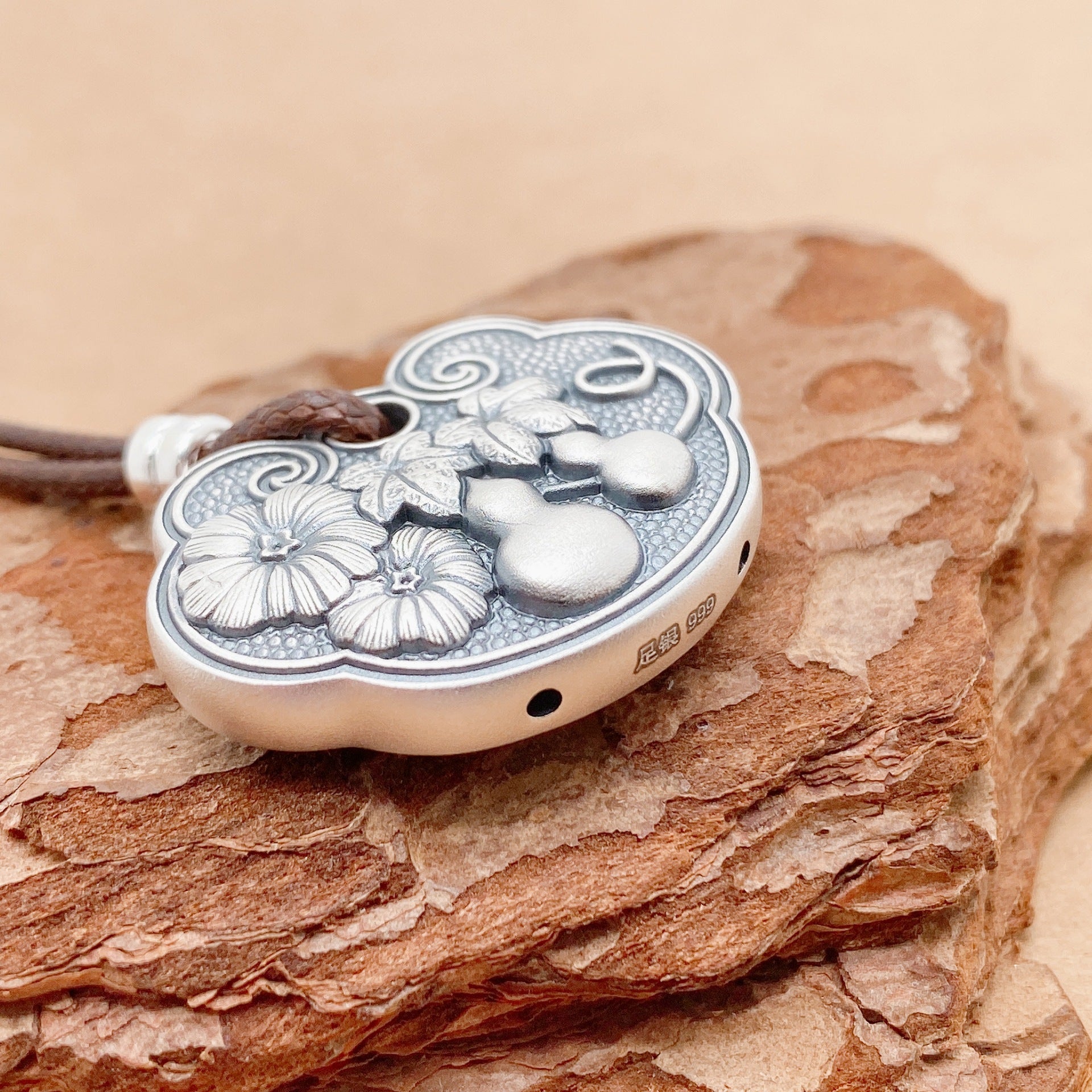 Ancient gourd sterling silver pendant necklace - jewelry - weilin.com