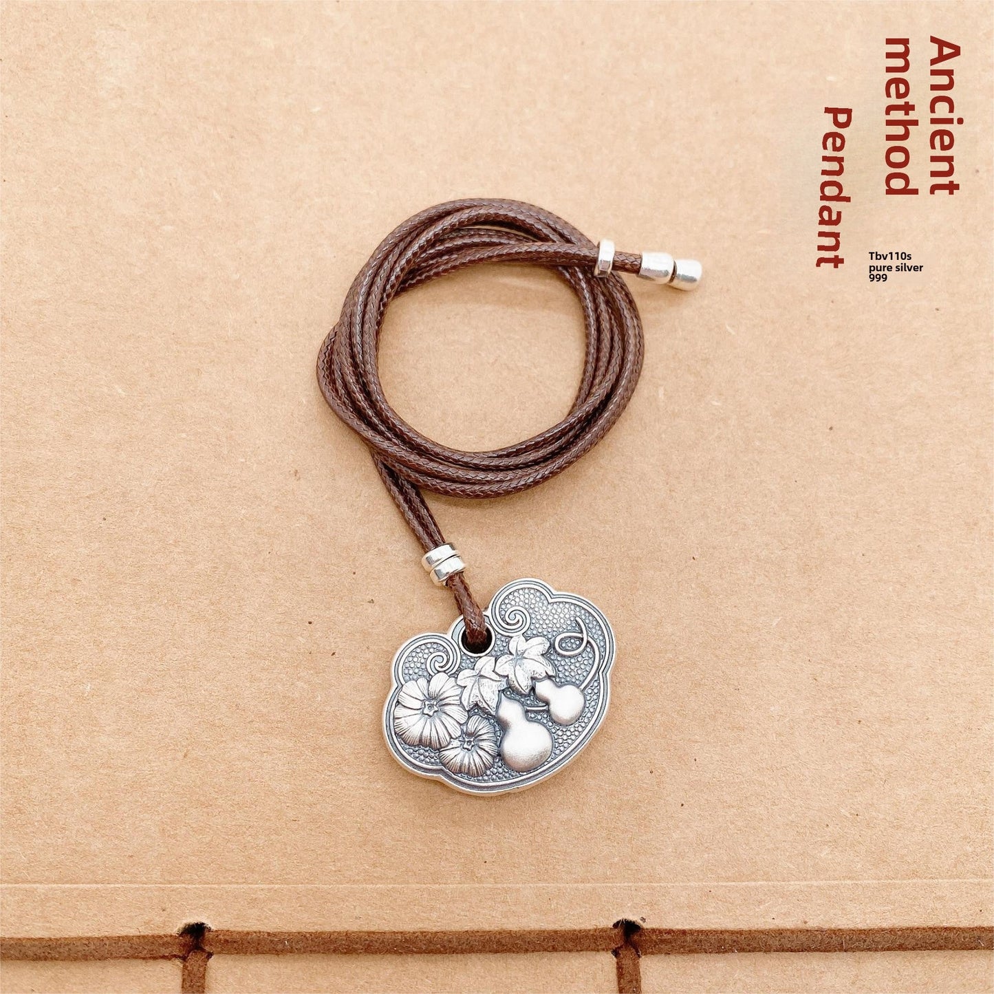 Ancient gourd sterling silver pendant necklace - jewelry - weilin.com
