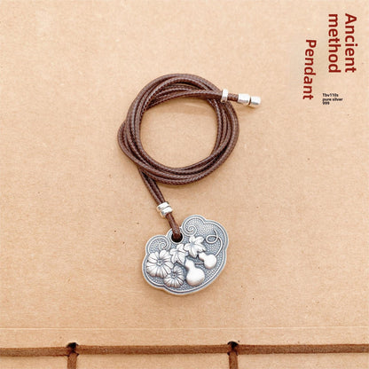 Ancient gourd sterling silver pendant necklace - jewelry - weilin.com