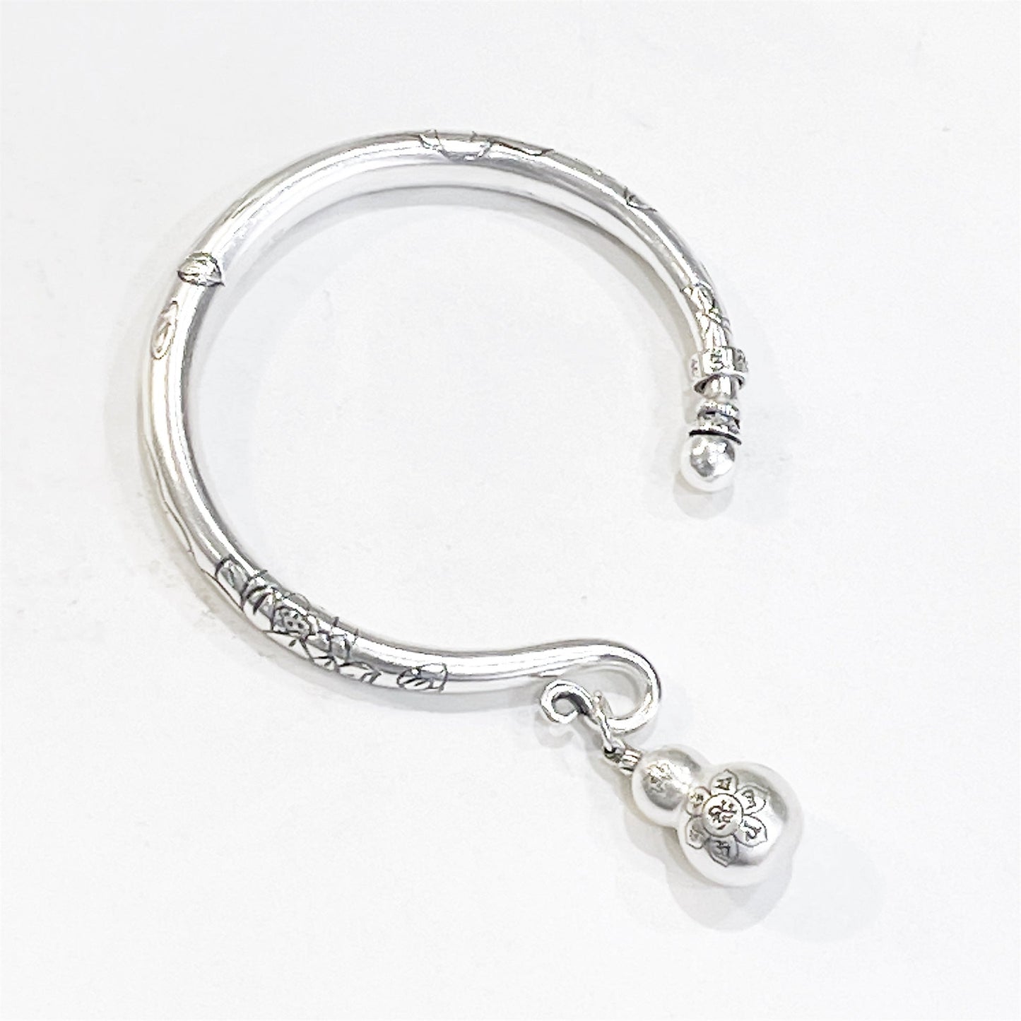 Ancient Lotus Gourd Sterling Silver Bracelet - jewelry - weilin.com