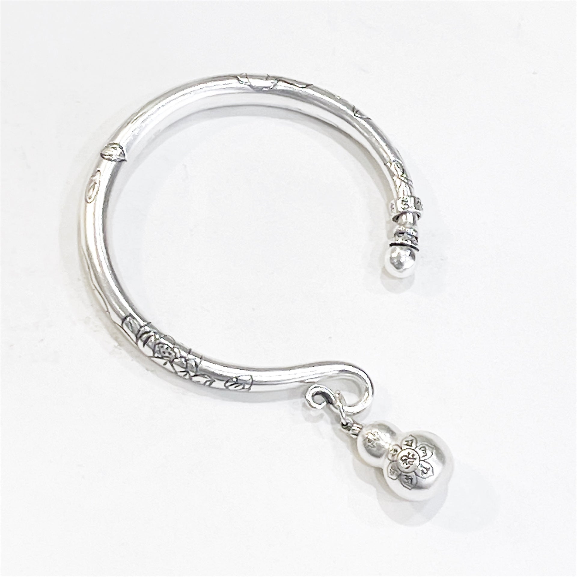 Ancient Lotus Gourd Sterling Silver Bracelet - jewelry - weilin.com