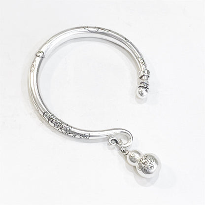 Ancient Lotus Gourd Sterling Silver Bracelet - jewelry - weilin.com